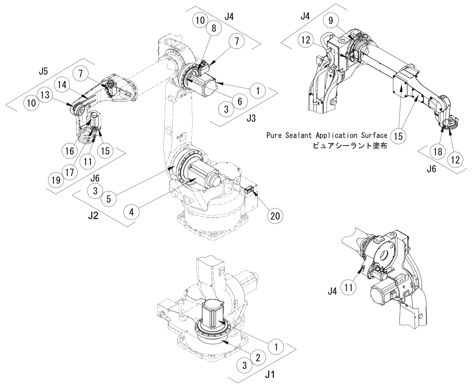 Sơ đồ vị trí các bộ phận robot hàn OTC FD-B4L Sơ đồ vị trí các bộ phận robot hàn OTC FD-B4L