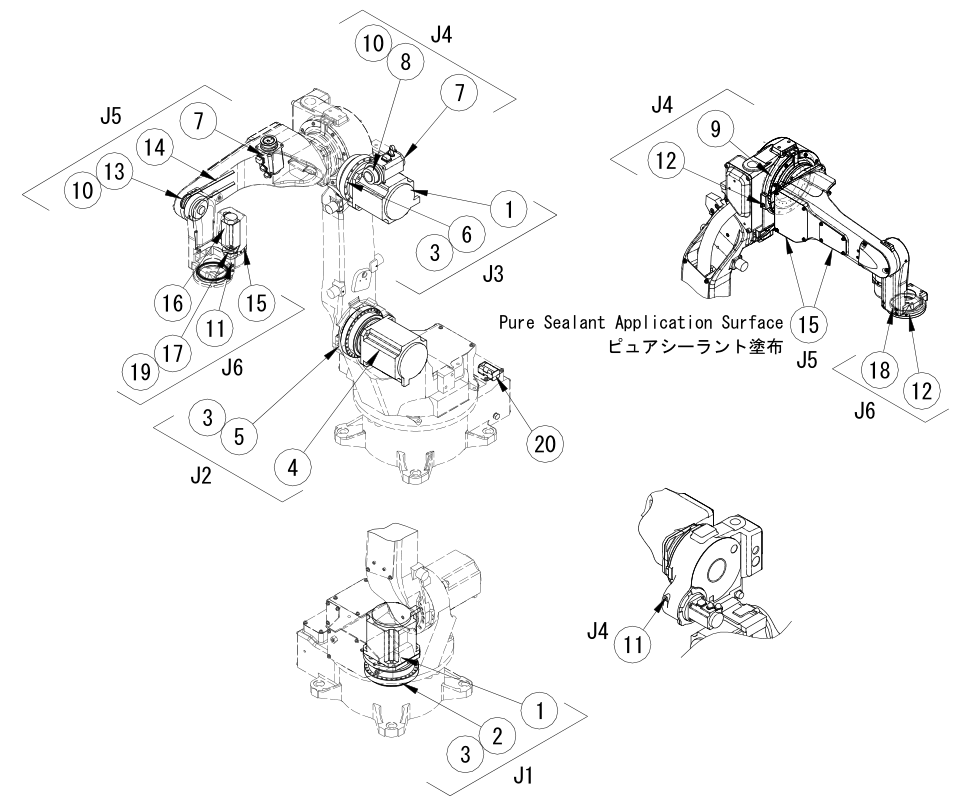 Sơ đồ chi tiết các bộ phận Robot hàn OTC FD-B4